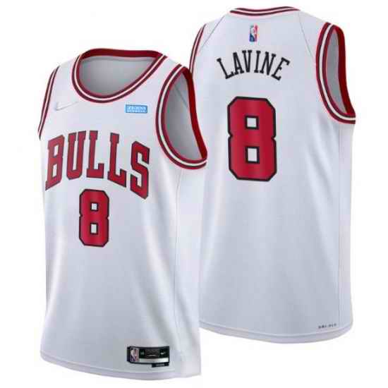 Men Chicago Bulls 8 Zach LaVine 75th Anniversary White Swingman Stitched Basketball Jersey